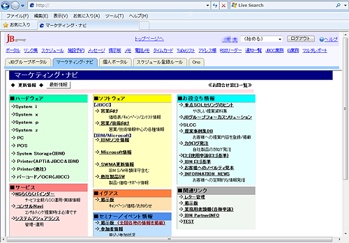 「ガルーン 3」のポータル上で見る「Lotus Notes」をベースに作ったWeb サイト