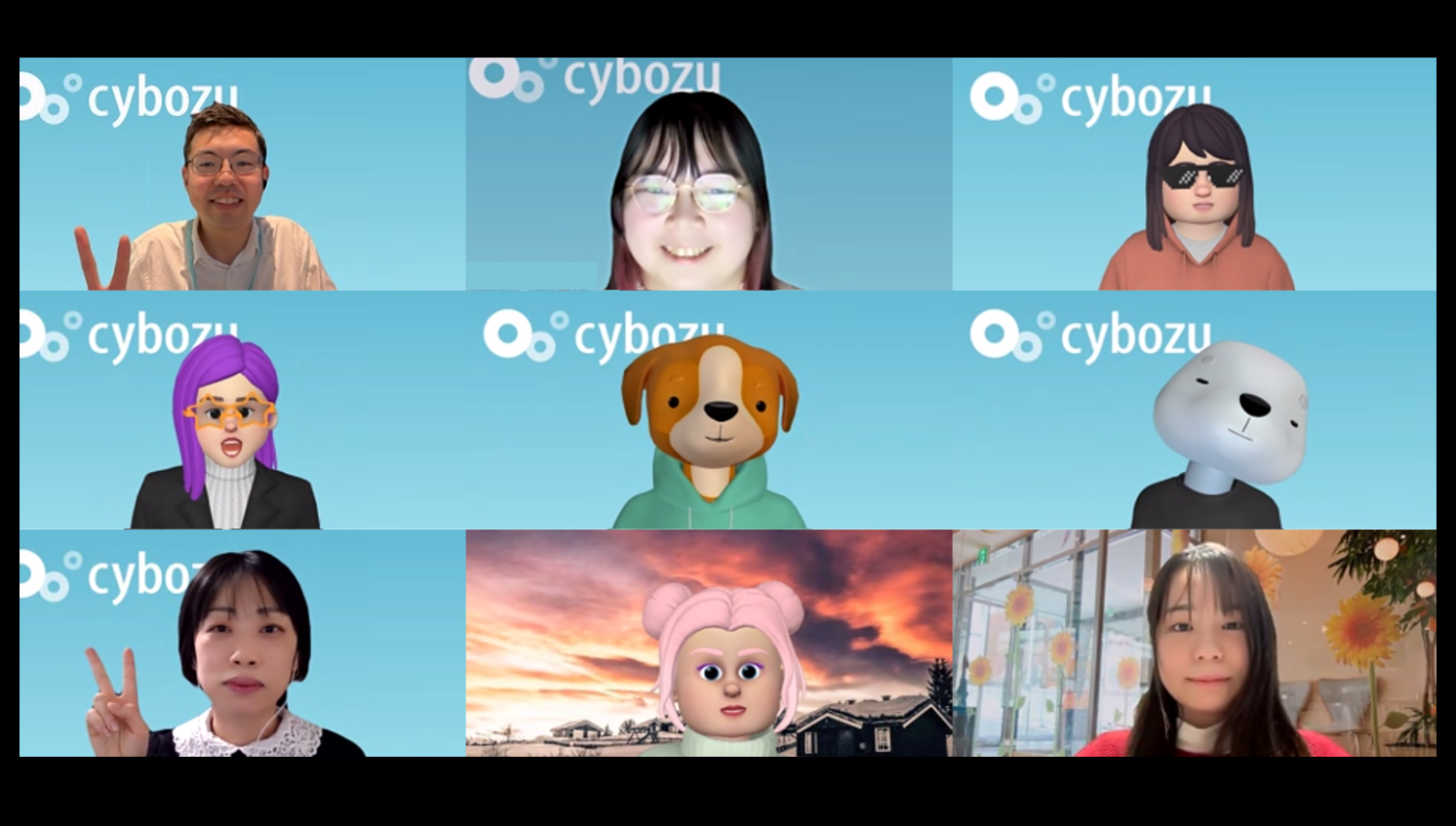 写真：オンラインでピアトークをしている場面のスクリーンショットです。複数人の社員で記念撮影をしました！